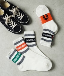 UNIVERSAL OVERALL | "07"≪UNIVERSAL OVERALL≫3足セット ライン & ロゴ ロークルーソックス(ソックス/靴下)