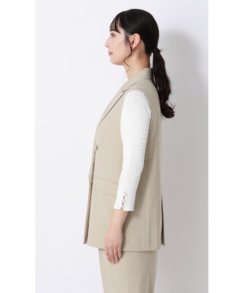 AOYAMA(アオヤマ)の「ダブルブレストジレ【セットアップ着用可】(スーツベスト・レディース・ベージュ/ネイビー・M)」の4枚目の写真