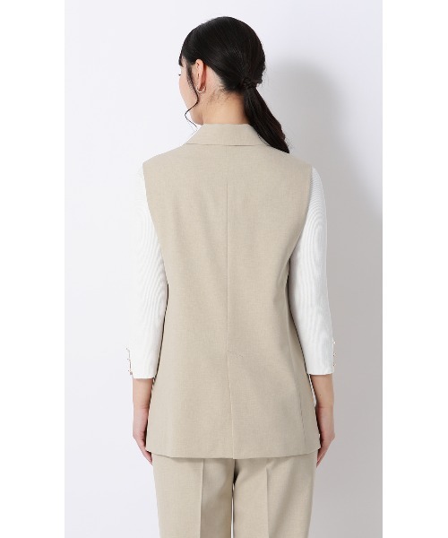 AOYAMA(アオヤマ)の「ダブルブレストジレ【セットアップ着用可】(スーツベスト・レディース・ベージュ/ネイビー・M)」の5枚目の写真