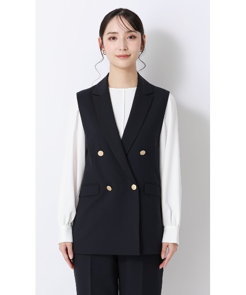 AOYAMA(アオヤマ)の「ダブルブレストジレ【セットアップ着用可】(スーツベスト・レディース・ベージュ/ネイビー・M)」の12枚目の写真