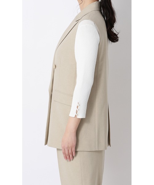 AOYAMA（アオヤマ）の「ダブルブレストジレ【セットアップ着用可】（スーツベスト・レディース・ベージュ/ネイビー・M）」の5枚目の写真