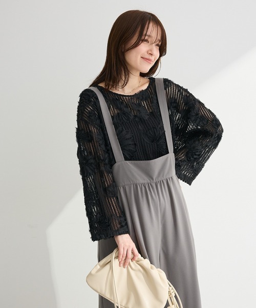 Green　Parks（グリーンパークス）の「レース刺繍プルオーバー（Tシャツ/カットソー・レディース・ブラック/ホワイト系その他2・FREE）」の21枚目の写真