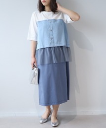 【M~5L】【接触冷感】レイヤードライクドッキングワンピース