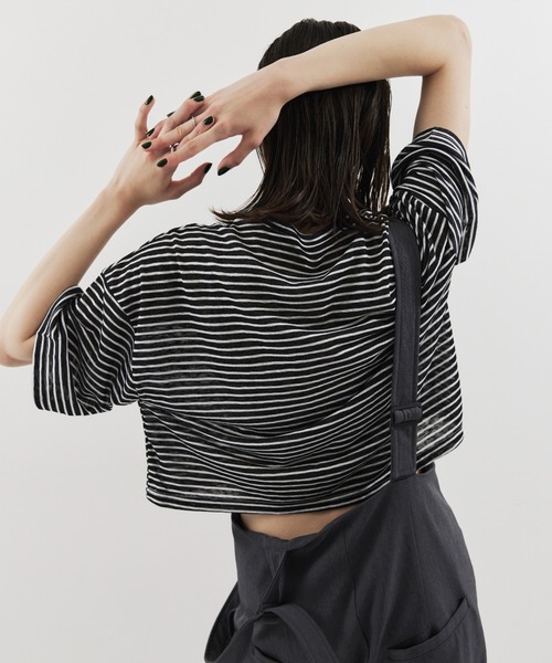 HANNE（アン）の「ハーフスリーブボーダーTEE（Tシャツ/カットソー・レディース・ブラック/ピンク・FREE）」の13枚目の写真