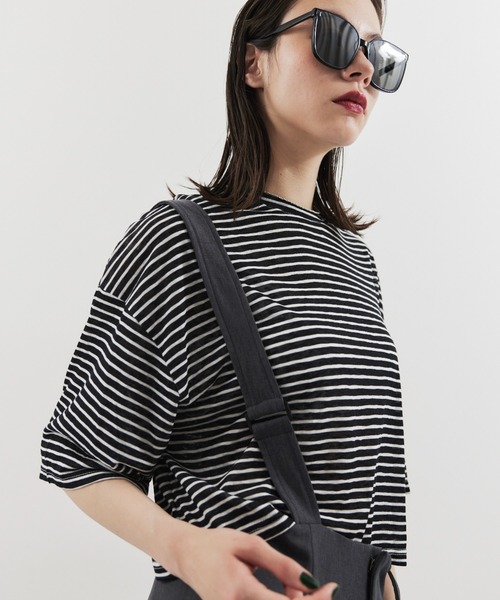 HANNE（アン）の「ハーフスリーブボーダーTEE（Tシャツ/カットソー・レディース・ブラック/ピンク・FREE）」の14枚目の写真