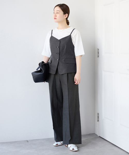 IENA(イエナ)の「《セットアップ対応》ウォッシャブル リネン混シェイプジレ(ベスト・レディース・ブラック/ベージュ・FREE)」の8枚目の写真