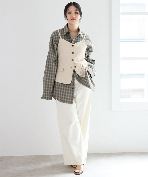 IENA(イエナ)の「《セットアップ対応》ウォッシャブル リネン混シェイプジレ(ベスト・レディース・ブラック/ベージュ・FREE)」の10枚目の写真