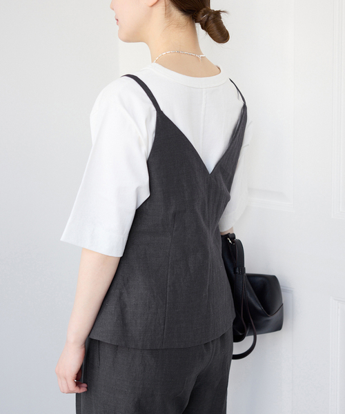 IENA(イエナ)の「《セットアップ対応》ウォッシャブル リネン混シェイプジレ(ベスト・レディース・ブラック/ベージュ・FREE)」の12枚目の写真