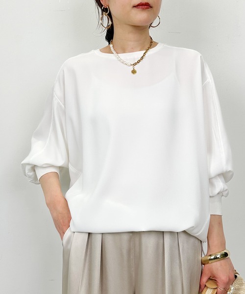 PICCIN（ピッチン）の「ドロストプルオーバー（Tシャツ/カットソー・レディース・オフホワイト/ブラック・M）」の6枚目の写真