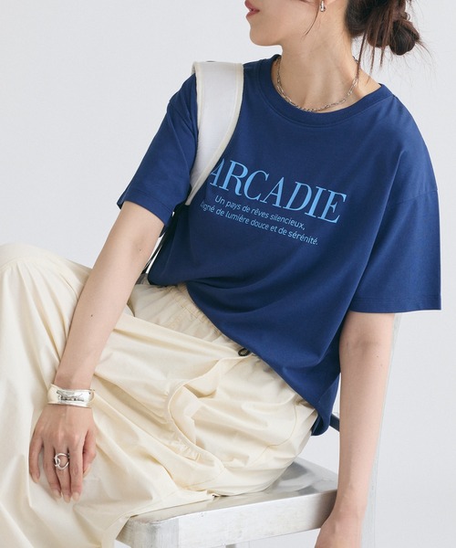COLONY 2139（コロニートゥーワンスリーナイン）の「ARCADIE ロゴTシャツ（Tシャツ/カットソー・レディース・ネイビー/ライトグレー/ホワイト/ブラック・FREE）」の4枚目の写真