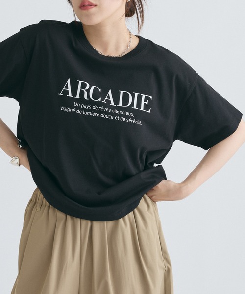 COLONY 2139（コロニートゥーワンスリーナイン）の「ARCADIE ロゴTシャツ（Tシャツ/カットソー・レディース・ネイビー/ライトグレー/ホワイト/ブラック・FREE）」の2枚目の写真