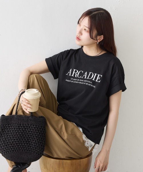 COLONY 2139（コロニートゥーワンスリーナイン）の「ARCADIE ロゴTシャツ（Tシャツ/カットソー・レディース・ネイビー/ライトグレー/ホワイト/ブラック・FREE）」の5枚目の写真