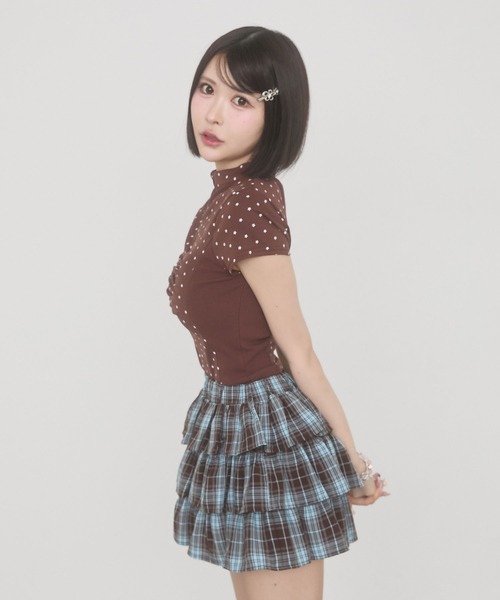 rumnel:(ルムネル)の「【セットアップ可能】チェックティアードミニスカート / Check Tiered Mini Skirt(スカート・レディース・ブラック/ブラウン・FREE)」の6枚目の写真