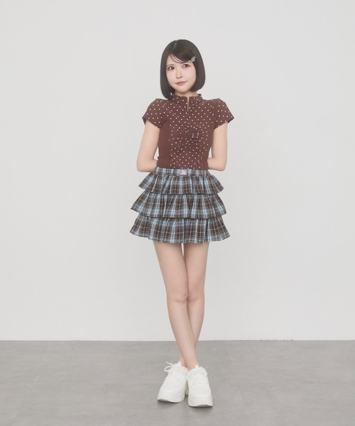 rumnel:(ルムネル)の「【セットアップ可能】チェックティアードミニスカート / Check Tiered Mini Skirt(スカート・レディース・ブラック/ブラウン・FREE)」の7枚目の写真