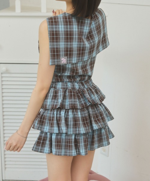 rumnel:(ルムネル)の「【セットアップ可能】チェックティアードミニスカート / Check Tiered Mini Skirt(スカート・レディース・ブラック/ブラウン・FREE)」の18枚目の写真