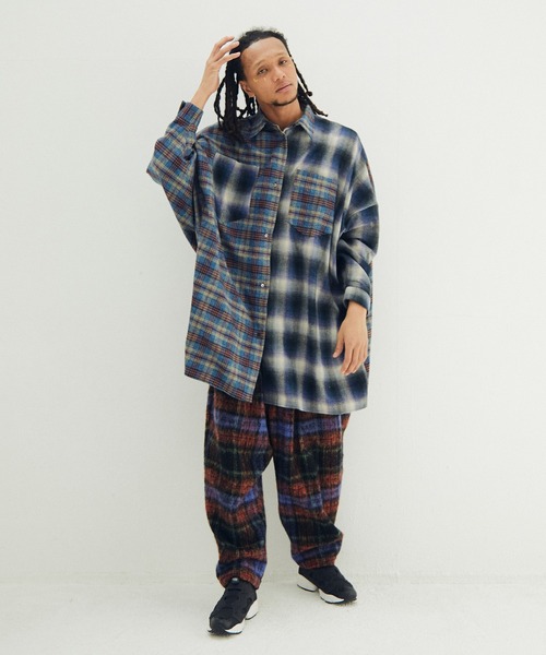 STOF（ストフ）の「Half flannel check big shirt（シャツ/ブラウス・メンズ・ブルー/グレー・M/S）」の4枚目の写真