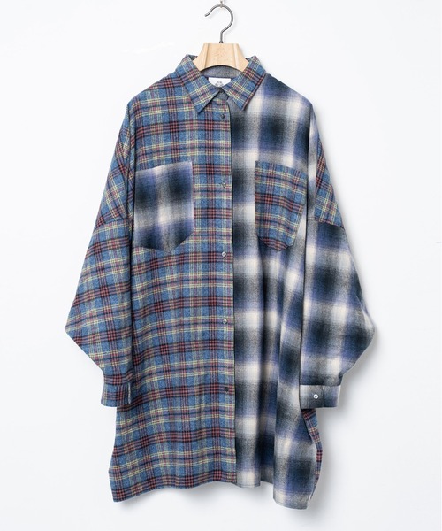 STOF（ストフ）の「Half flannel check big shirt（シャツ/ブラウス・メンズ・ブルー/グレー・M/S）」の10枚目の写真