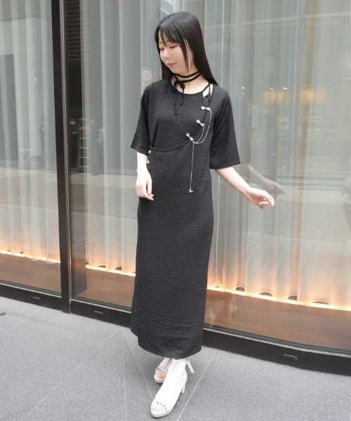 チャイナ金具ロングワンピース（ワンピース）｜axes femme（アクシーズ