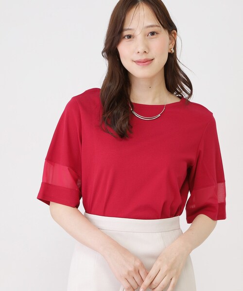 COUP DE CHANCE(クードシャンス)の「【手洗い可/日本製】異素材ドッキングのプルオーバー(Tシャツ/カットソー・レディース・ホワイト/ブルー系その他/ピンク系その他/ブラック・36/34/40/38)」の4枚目の写真