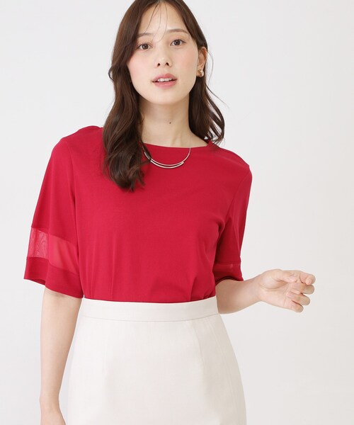 COUP DE CHANCE(クードシャンス)の「【手洗い可/日本製】異素材ドッキングのプルオーバー(Tシャツ/カットソー・レディース・ホワイト/ブルー系その他/ピンク系その他/ブラック・36/34/40/38)」の14枚目の写真