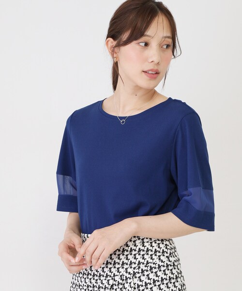 COUP DE CHANCE(クードシャンス)の「【手洗い可/日本製】異素材ドッキングのプルオーバー(Tシャツ/カットソー・レディース・ホワイト/ブルー系その他/ピンク系その他/ブラック・36/34/40/38)」の18枚目の写真