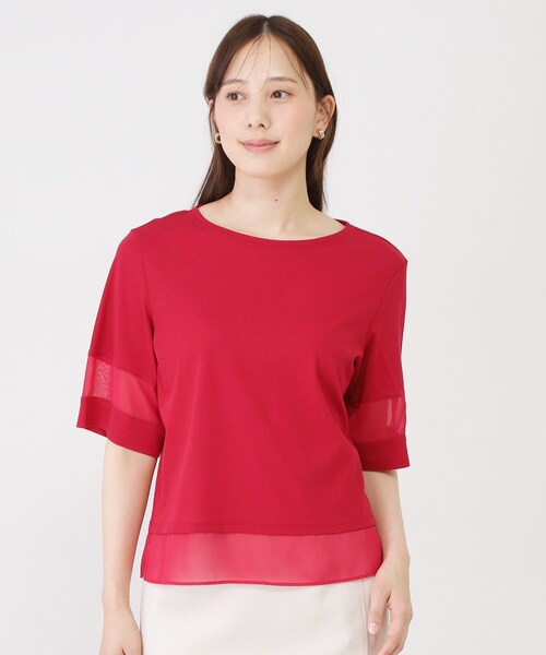 COUP DE CHANCE(クードシャンス)の「【手洗い可/日本製】異素材ドッキングのプルオーバー(Tシャツ/カットソー・レディース・ホワイト/ブルー系その他/ピンク系その他/ブラック・36/34/40/38)」の21枚目の写真