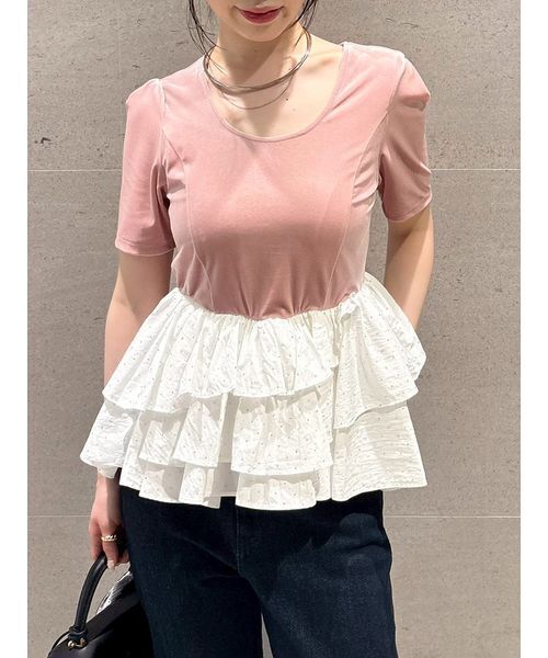 ベロアペプラムフリルトップス ベロアペプラムフリルトップス（Tシャツ/カットソー）｜LILY BROWN