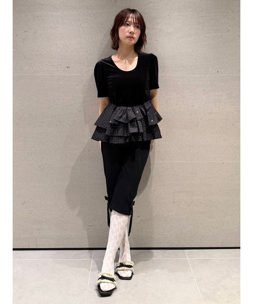 LILY BROWN(リリーブラウン)の「ベロアペプラムフリルトップス(Tシャツ/カットソー・レディース・ブラック/ピンク/ホワイト・F)」の8枚目の写真