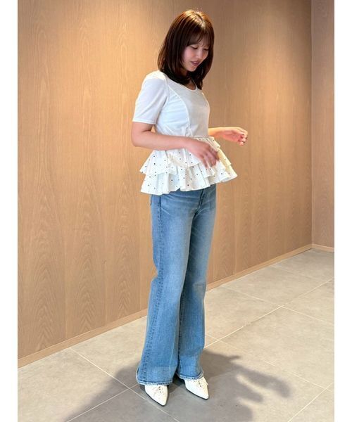 LILY BROWN(リリーブラウン)の「ベロアペプラムフリルトップス(Tシャツ/カットソー・レディース・ブラック/ピンク/ホワイト・F)」の9枚目の写真