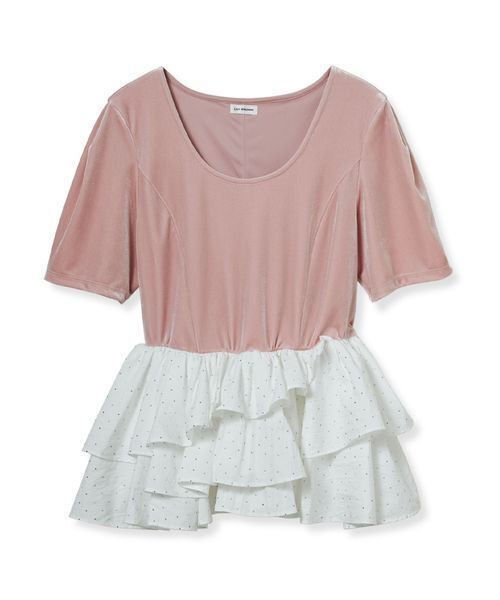 LILY BROWN(リリーブラウン)の「ベロアペプラムフリルトップス(Tシャツ/カットソー・レディース・ブラック/ピンク/ホワイト・F)」の12枚目の写真
