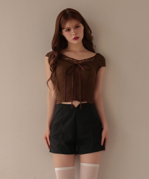 M DOLLY(エムドリー)の「V cut elina short pants/Vカットエリナショートパンツ(その他パンツ・レディース・ブラック/ベージュ・XS/M/S)」の11枚目の写真