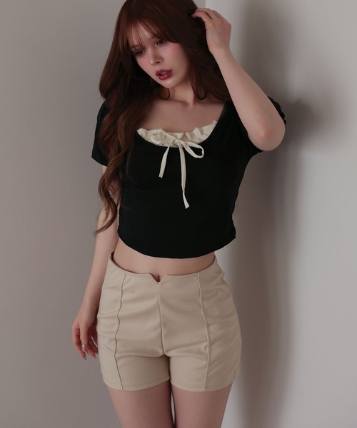 M DOLLY(エムドリー)の「V cut elina short pants/Vカットエリナショートパンツ(その他パンツ・レディース・ブラック/ベージュ・XS/M/S)」の16枚目の写真