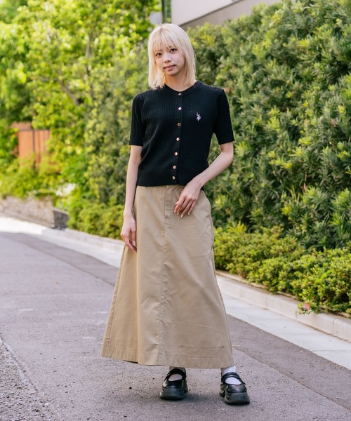 U.S. POLO ASSN.(ユーエスポロアッスン)の「【U.S. POLO ASSN./ユーエスポロアッスン】【1枚で着れる 半袖カーディガン】ケーブル編み 半袖カーディガン ワンポイントロゴ刺繍 きれいめ オフィス 通勤 冷房対策 トラッド 韓国ファッション(カーディガン/ボレロ・レディース・ネイビー/ホワイト/レッド/ブラック/チャコールグレー・MEDIUM/LARGE)」の14枚目の写真