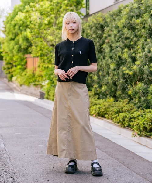 U.S. POLO ASSN.(ユーエスポロアッスン)の「【U.S. POLO ASSN./ユーエスポロアッスン】【1枚で着れる 半袖カーディガン】ケーブル編み 半袖カーディガン ワンポイントロゴ刺繍 きれいめ オフィス 通勤 冷房対策 トラッド 韓国ファッション(カーディガン/ボレロ・レディース・ネイビー/ホワイト/レッド/ブラック/チャコールグレー・MEDIUM/LARGE)」の15枚目の写真