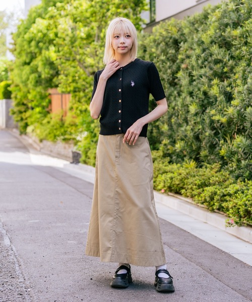 U.S. POLO ASSN.(ユーエスポロアッスン)の「【U.S. POLO ASSN./ユーエスポロアッスン】【1枚で着れる 半袖カーディガン】ケーブル編み 半袖カーディガン ワンポイントロゴ刺繍 きれいめ オフィス 通勤 冷房対策 トラッド 韓国ファッション(カーディガン/ボレロ・レディース・ネイビー/ホワイト/レッド/ブラック/チャコールグレー・MEDIUM/LARGE)」の16枚目の写真