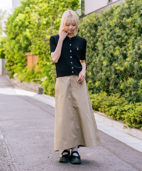 U.S. POLO ASSN.(ユーエスポロアッスン)の「【U.S. POLO ASSN./ユーエスポロアッスン】【1枚で着れる 半袖カーディガン】ケーブル編み 半袖カーディガン ワンポイントロゴ刺繍 きれいめ オフィス 通勤 冷房対策 トラッド 韓国ファッション(カーディガン/ボレロ・レディース・ネイビー/ホワイト/レッド/ブラック/チャコールグレー・MEDIUM/LARGE)」の17枚目の写真