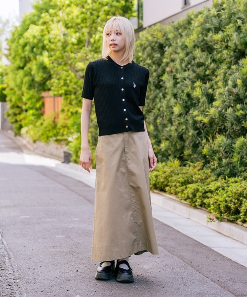 U.S. POLO ASSN.(ユーエスポロアッスン)の「【U.S. POLO ASSN./ユーエスポロアッスン】【1枚で着れる 半袖カーディガン】ケーブル編み 半袖カーディガン ワンポイントロゴ刺繍 きれいめ オフィス 通勤 冷房対策 トラッド 韓国ファッション(カーディガン/ボレロ・レディース・ネイビー/ホワイト/レッド/ブラック/チャコールグレー・MEDIUM/LARGE)」の18枚目の写真