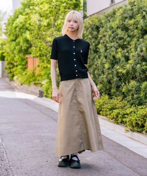 U.S. POLO ASSN.(ユーエスポロアッスン)の「【U.S. POLO ASSN./ユーエスポロアッスン】【1枚で着れる 半袖カーディガン】ケーブル編み 半袖カーディガン ワンポイントロゴ刺繍 きれいめ オフィス 通勤 冷房対策 トラッド 韓国ファッション(カーディガン/ボレロ・レディース・ネイビー/ホワイト/レッド/ブラック/チャコールグレー・MEDIUM/LARGE)」の19枚目の写真