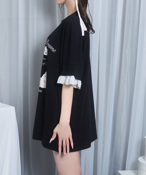 Honey Cinnamon(ハニーシナモン)の「ribbon kitten Tシャツ(Tシャツ/カットソー・レディース・ブラック/ピンク・FREE)」の13枚目の写真