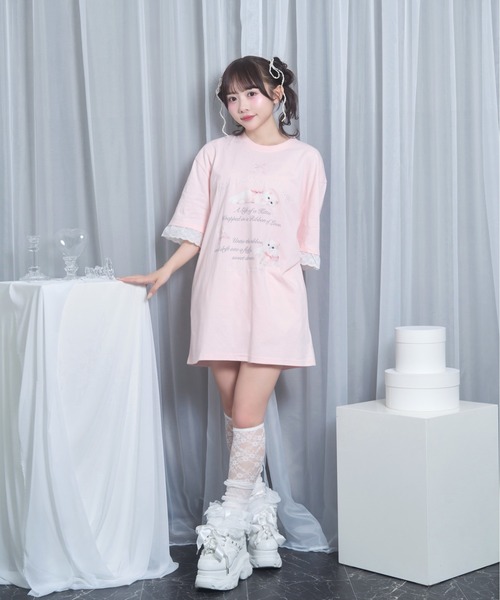 Honey Cinnamon(ハニーシナモン)の「ribbon kitten Tシャツ(Tシャツ/カットソー・レディース・ブラック/ピンク・FREE)」の8枚目の写真