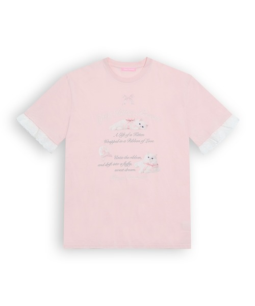 Honey Cinnamon(ハニーシナモン)の「ribbon kitten Tシャツ(Tシャツ/カットソー・レディース・ブラック/ピンク・FREE)」の4枚目の写真