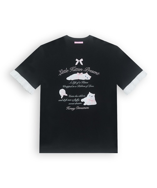 Honey Cinnamon(ハニーシナモン)の「ribbon kitten Tシャツ(Tシャツ/カットソー・レディース・ブラック/ピンク・FREE)」の11枚目の写真