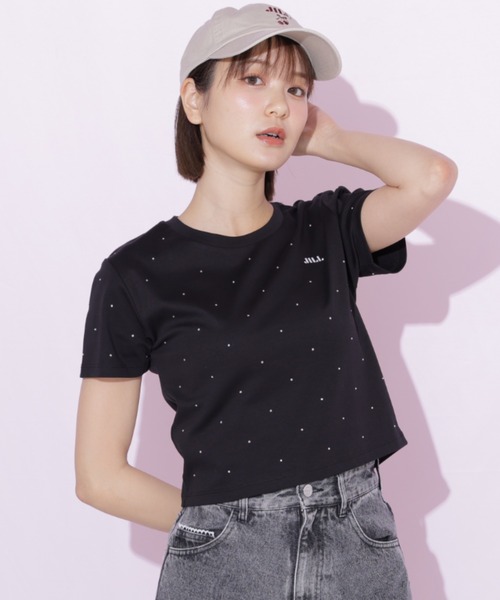 JILL by JILL STUART(ジルバイジルスチュアート)の「ストーンドットロゴTシャツ(Tシャツ/カットソー・レディース・ブラック/ホワイト・FREE)」の2枚目の写真