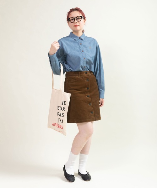 CHILD WOMAN(チャイルドウーマン)の「8Wコーデュロイ 前釦あきスカート(スカート・レディース・ダークブラウン・36/38)」の5枚目の写真