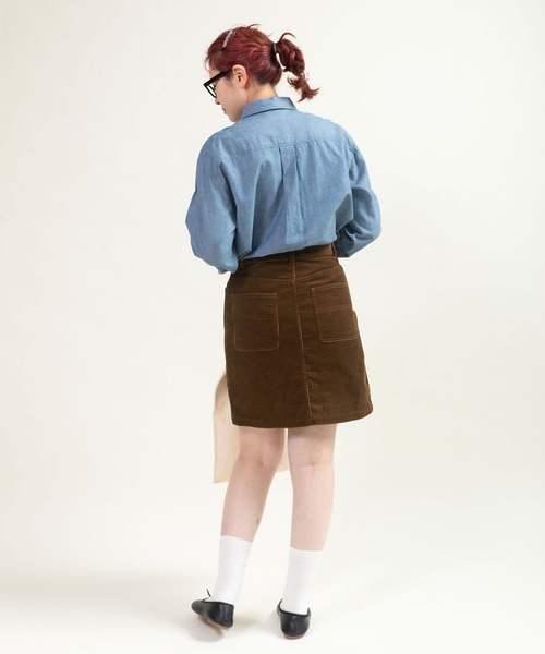 CHILD WOMAN(チャイルドウーマン)の「8Wコーデュロイ 前釦あきスカート(スカート・レディース・ダークブラウン・36/38)」の7枚目の写真