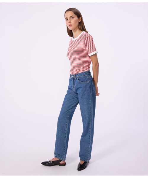 2×2リブ編み半袖Tシャツ（Tシャツ/カットソー）｜PETIT BATEAU