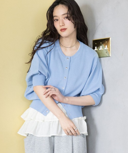 RAGEBLUE（レイジブルー）の「＜Bloomy Yarn Knit＞ショートドルマンカーディガン（カーディガン/ボレロ・レディース・ブラック/レッド/ピンク/ブルー・FREE）」の3枚目の写真