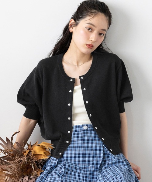 RAGEBLUE（レイジブルー）の「＜Bloomy Yarn Knit＞ショートドルマンカーディガン（カーディガン/ボレロ・レディース・ブラック/レッド/ピンク/ブルー・FREE）」の2枚目の写真