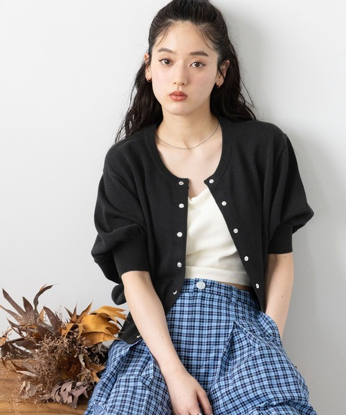 RAGEBLUE（レイジブルー）の「＜Bloomy Yarn Knit＞ショートドルマンカーディガン（カーディガン/ボレロ・レディース・ブラック/レッド/ピンク/ブルー・FREE）」の7枚目の写真