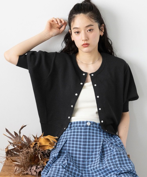 RAGEBLUE（レイジブルー）の「＜Bloomy Yarn Knit＞ショートドルマンカーディガン（カーディガン/ボレロ・レディース・ブラック/レッド/ピンク/ブルー・FREE）」の8枚目の写真